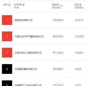 2023財富中國500強(qiáng)排行榜發(fā)布 國家電網(wǎng)、中石油、中石化位列前三