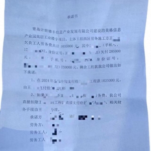 有承諾書也要不回20多萬勞務(wù)費(fèi) 開發(fā)商和總包方都“哭窮”